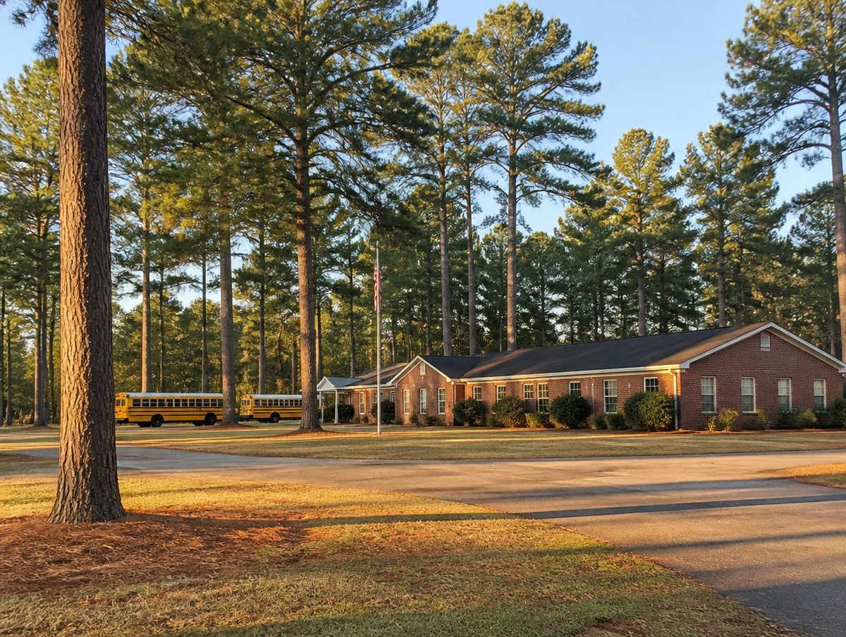 Small private school campus among the pines in Webster Parish, Louisiana